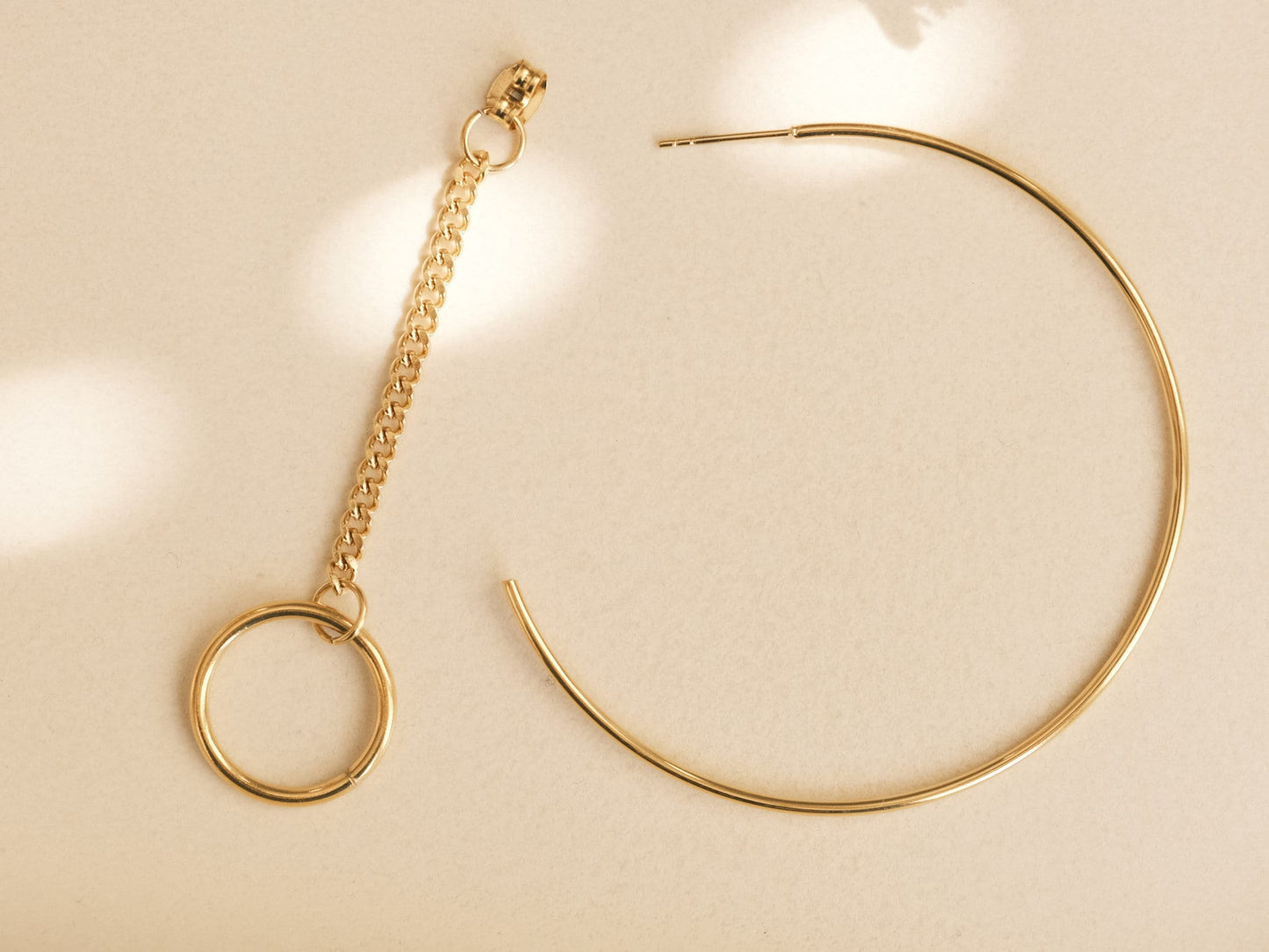 Big hoop earrings, Hoop Chain earrings, Gold bar hoop earrings, gift for her, large hoop earrings Dainty Hoops, Minimalist Hoops Geometry