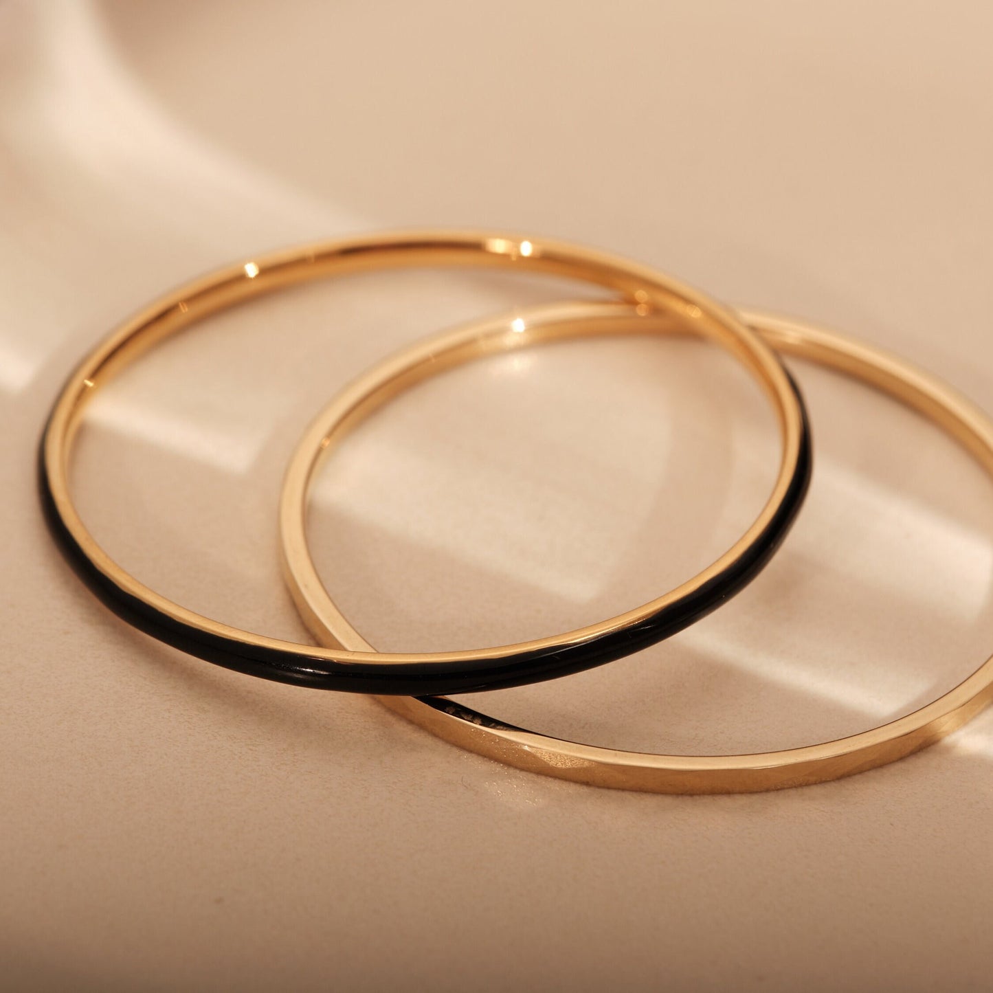 Black Bangle Bracelet, Gold Black Bangle for Women Plain Bangle Classic Slip On Bangle Tarnish Free Bangle Stackable Bangles Stacking Bangle