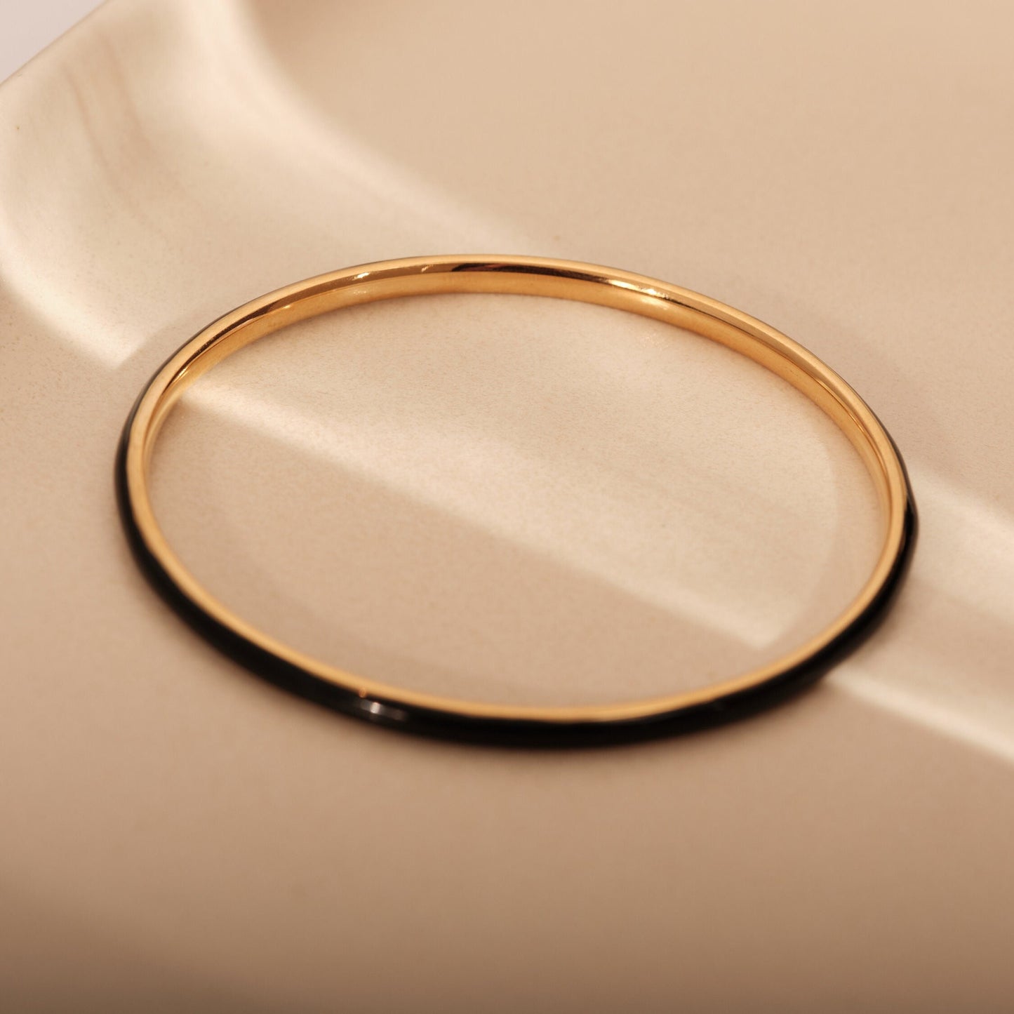 Black Bangle Bracelet, Gold Black Bangle for Women Plain Bangle Classic Slip On Bangle Tarnish Free Bangle Stackable Bangles Stacking Bangle