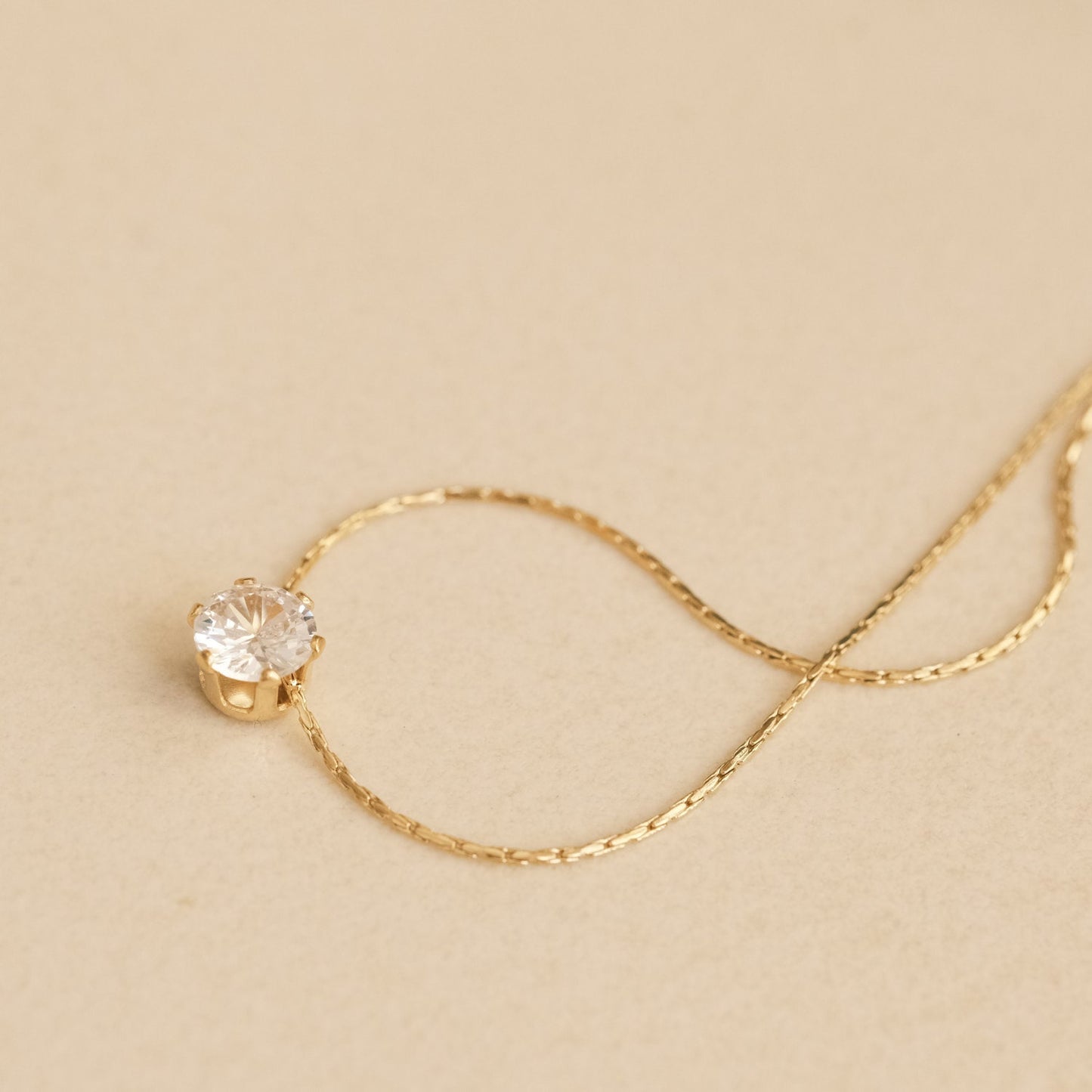 Single Baroque Freshwater Pearl Necklace, Extra Thin Snake Chain, Floating Diamond Crystal Necklace, 18K Gold PVD Necklace, Dainty Necklace