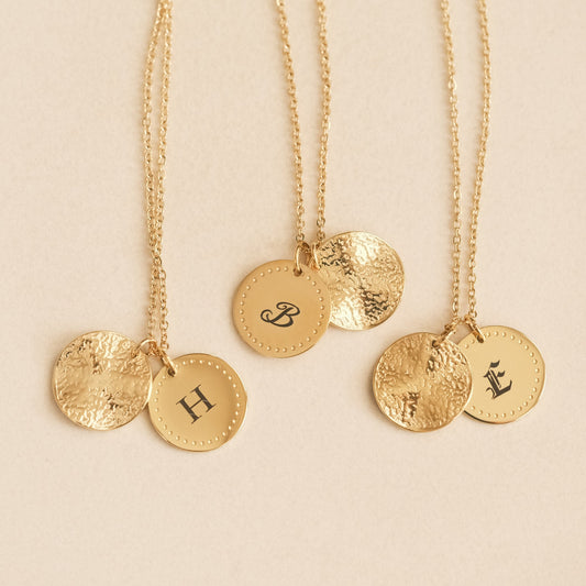 18K Gold PVD Dainty Initial Disc Necklace, Custom Engraved Letter Pendant Necklace, Initial Letter Necklace, Bridesmaid Gifts, Christmas