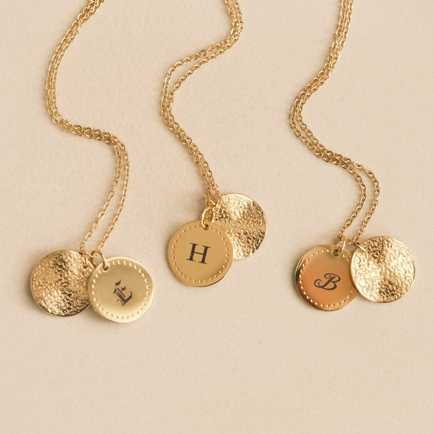 18K Gold PVD Engraved Disc Necklace, Personalised Circle, Name Plate Necklace, Custom Name, Children Initial Necklace, Circle Tag Necklace