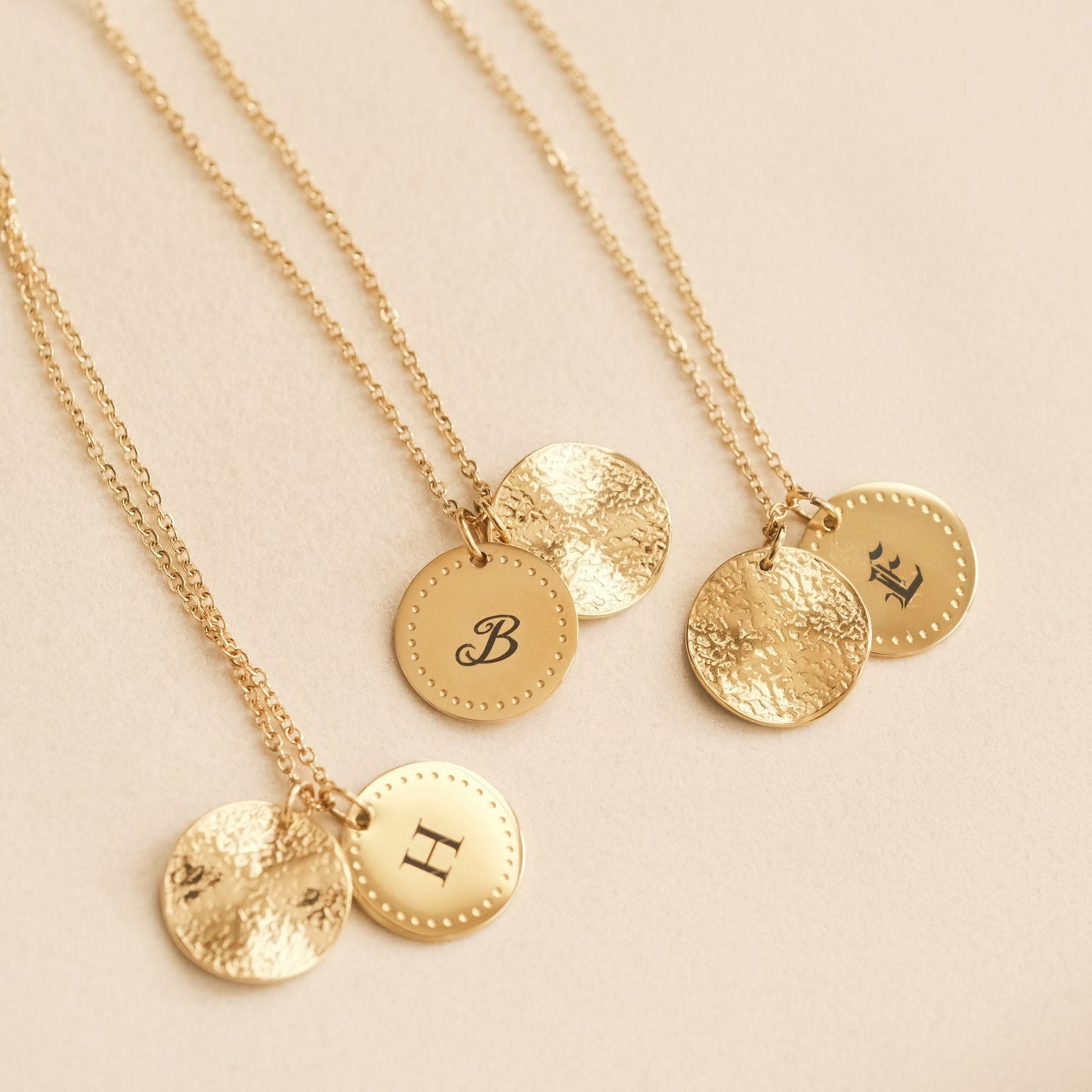 18K Gold PVD Engraved Disc Necklace, Personalised Circle, Name Plate Necklace, Custom Name, Children Initial Necklace, Circle Tag Necklace