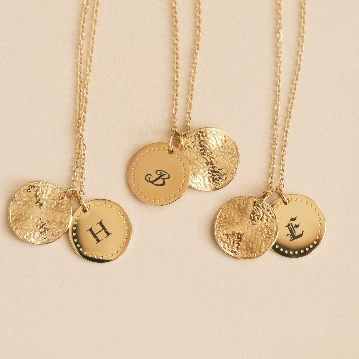 18K Gold PVD Engraved Disc Necklace, Personalised Circle, Name Plate Necklace, Custom Name, Children Initial Necklace, Circle Tag Necklace