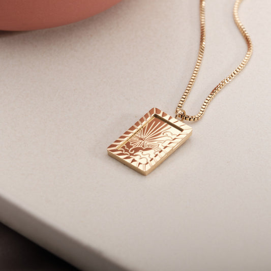 Gold Filled Tarot Card Necklace Sun Pendant Moon Necklace Gold Sun Moon Necklace Crescent Necklace Gold Sunrise Necklace Eclipse Necklace