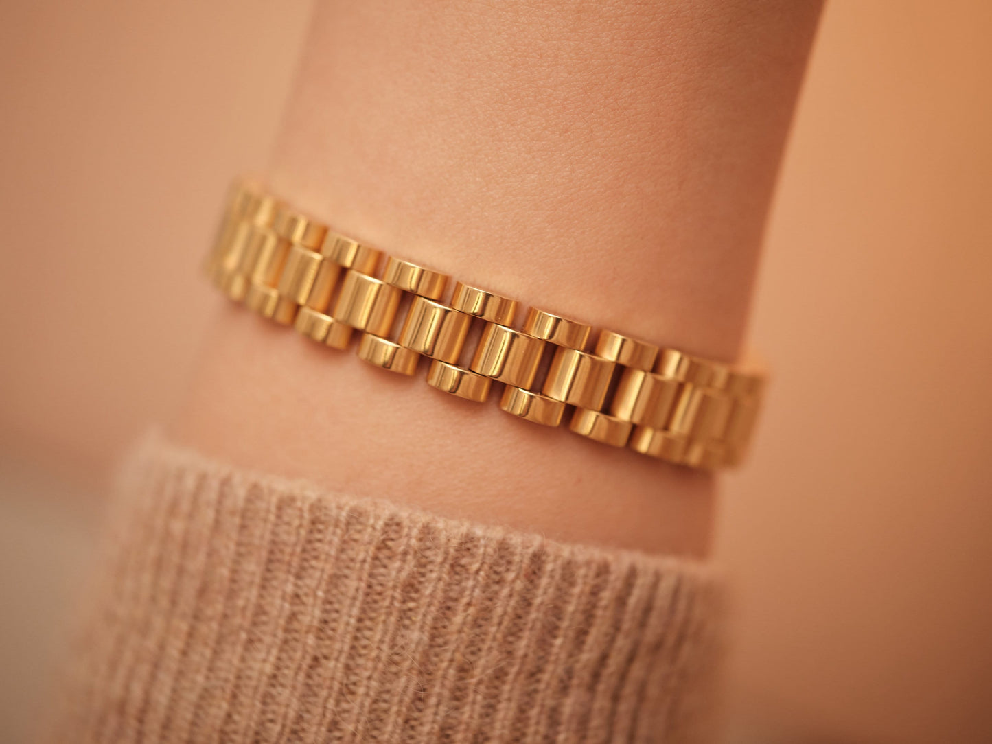 Gold Chunky Chain Bracelet, Linked Chain Bracelet, Rolex Bracelet, Gold Bracelet, Waterproof, Antitarnish Bracelet, Rolex Style