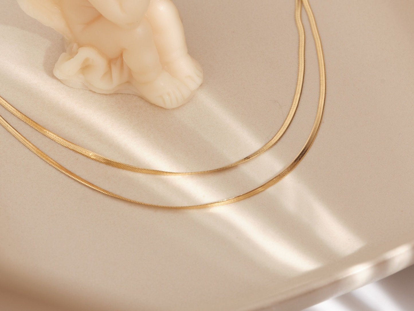 Double Herringbone Necklace, 2 in 1 Herringbone Chain, Layered Necklace Set, Snake Chain Necklace, Gold Necklace, Herringbone Choker, Gift