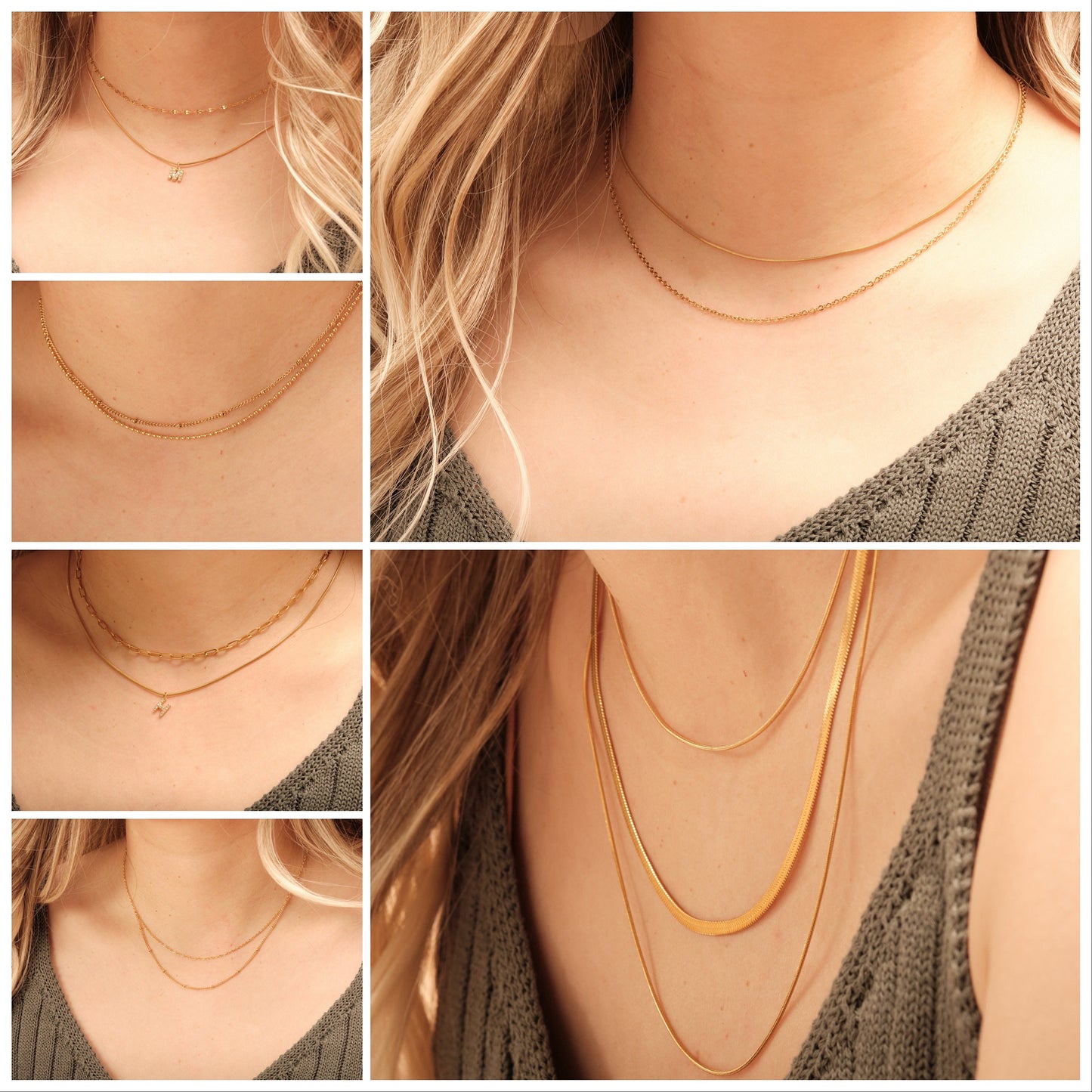 18K Gold Double Figaro Chain Necklace, Gold Figaro Necklace, Gold Necklace, Double Figaro Chain, Layered Necklace, WATERPROOF
