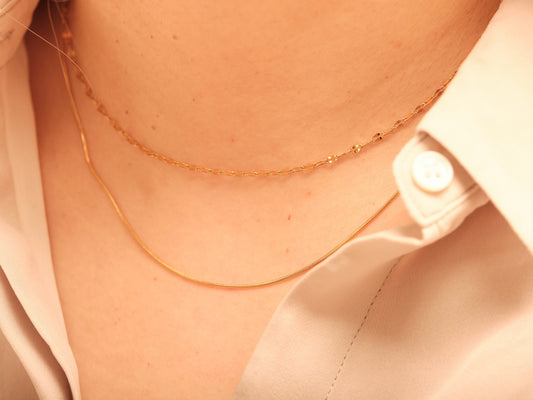 2 layers necklace Double Layered choker Gold Double necklace Lace chain choker snake chain necklace omega chain choker Sequin chain Necklace