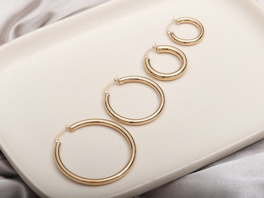 Gold PVD Earrings, Gold Hoop Earrings, Chunky Hoops, Gold Chunky Hoop Earrings, Thick Hoop Earrings, Chunky Gold Earrings, WATERPROOF