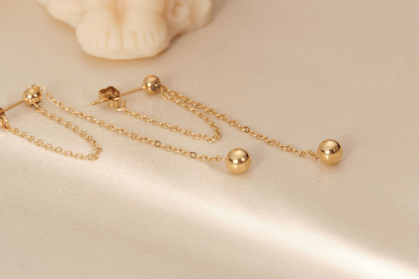 Gold Chain Earrings, Long Dangle Chain Earrings, Gold Long Chain Earrings, Streetwear Earrings, Gold Dangle Bead Earrings WATERPROOF