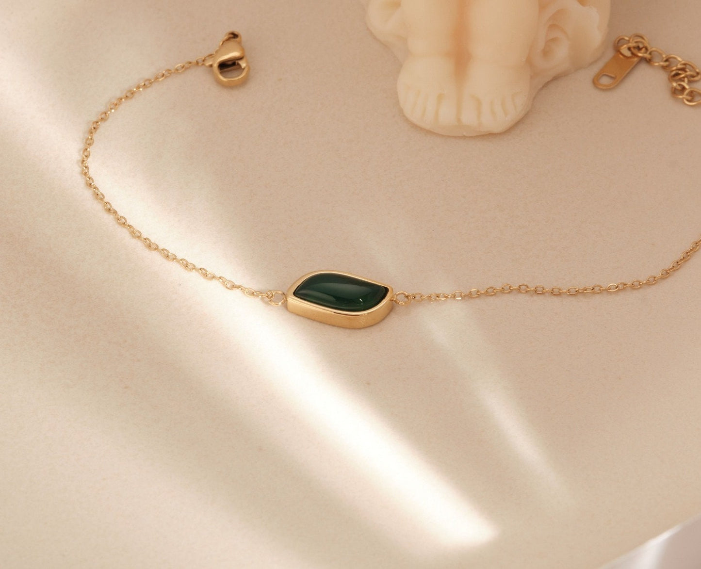 Gold Jade leaf bracelet, gold bracelet, jade agate bracelet, gemstone bracelet, Green Jade Bracelet WATERPROOF, Dainty bracelet gift for her